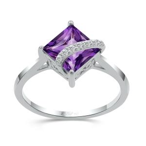Love Spell® Lab-grown Diamonds and Amethyst Ring - 0.05 Ct. T.w. In Sterling Silver