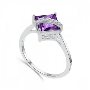 Love Spell® Lab-grown Diamonds And Amethyst Ring - 0.05 Ct. T.w. thumbnail 3