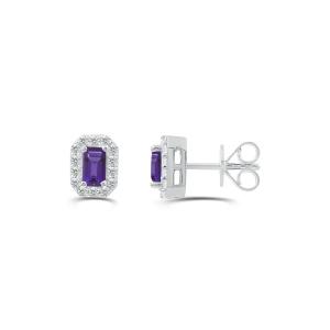 Love Spell® Lab-grown Diamonds and Amethyst Studs - 0.25 Ct. T.w. In Sterling Silver