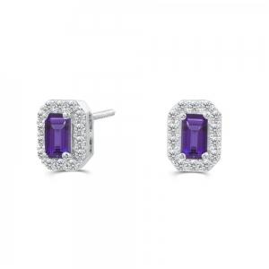Love Spell® Lab-grown Diamonds And Amethyst Studs - 0.25 Ct. T.w. thumbnail 2