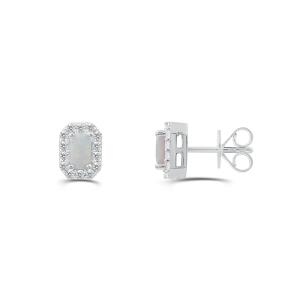 Love Spell® Lab-grown Diamonds and Opal Studs - 0.25 Ct. T.w. In Sterling Silver