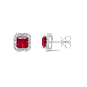 Love Spell® Lab-grown Diamonds and Ruby Studs - 0.25 Ct. T.w. In Sterling Silver