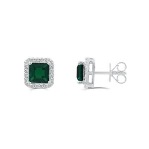 Love Spell® Lab-grown Diamonds and Emerald Studs - 0.25 Ct. T.w. In Sterling Silver