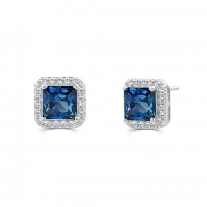 Love Spell® Lab-grown Diamonds And Blue Topaz Studs - 0.25 Ct. T.w. thumbnail 2