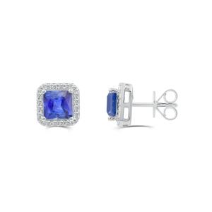 Love Spell® Lab-grown Diamonds and Tanzanite Studs - 0.25 Ct. T.w. In Sterling Silver