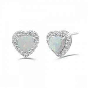 Love Spell® Lab-grown Diamonds And Opal Heart-shaped Studs - 0.25 Ct. T.w. thumbnail 2
