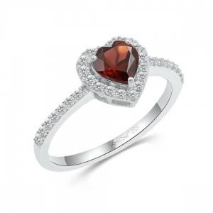 Love Spell® Lab-grown Diamonds And Garnet Heart-shaped Ring - 0.25 Ct. T.w. thumbnail 2