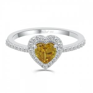 Love Spell® Lab-grown Diamonds And Citrine Heart-shaped Ring - 0.25 Ct. T.w. thumbnail 4