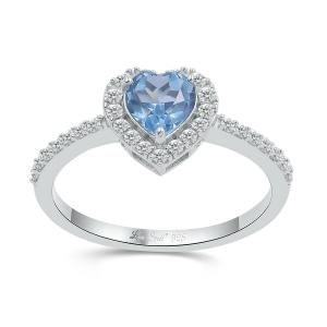 Love Spell® Lab-grown Diamonds and Blue Topaz Heart-shaped Ring - 0.25 Ct. T.w. In Sterling Silver