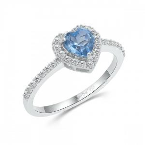 Love Spell® Lab-grown Diamonds And Blue Topaz Heart-shaped Ring - 0.25 Ct. T.w. thumbnail 2