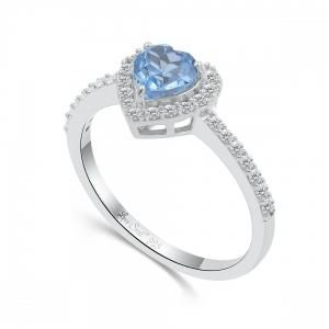 Love Spell® Lab-grown Diamonds And Blue Topaz Heart-shaped Ring - 0.25 Ct. T.w. thumbnail 3