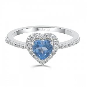 Love Spell® Lab-grown Diamonds And Blue Topaz Heart-shaped Ring - 0.25 Ct. T.w. thumbnail 4