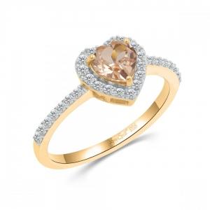 Love Spell® Lab-grown Diamonds And Morganite Heart-shaped Ring - 0.25 Ct. T.w. thumbnail 2