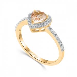 Love Spell® Lab-grown Diamonds And Morganite Heart-shaped Ring - 0.25 Ct. T.w. thumbnail 3