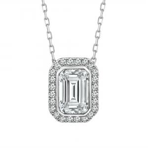 Bella by Ovani® IGI Cert Labgrown Diamond Emerald Halo Pendant 1.23 Ct. T.w. in 14K White Gold