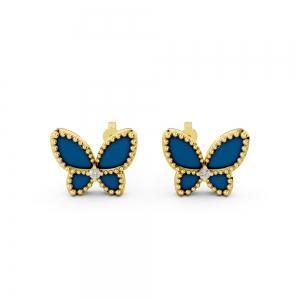 Bella By Ovani® Blue Lapis Diamond Butterfly Earrings-0.03 Ct. T.w. thumbnail 2