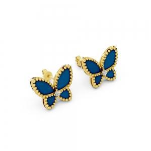 Bella By Ovani® Blue Lapis Diamond Butterfly Earrings-0.03 Ct. T.w. thumbnail 4