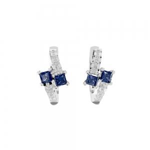 Aanika V. B. Sapphire Diamond Hoops Earrings-0.15 Ct. T.w. thumbnail 2