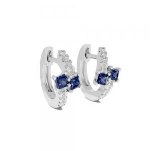 Aanika V. B. Sapphire Diamond Hoops Earrings-0.15 Ct. T.w. thumbnail 3