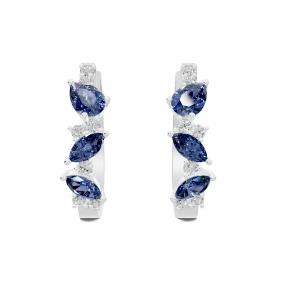 Aanika V. Sapphire And Diamond Hoops - 0.65 Ct. T.w. thumbnail 3