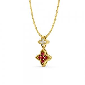 Aanika V. Ruby Diamond Flower Necklace-0.10 Ct. T.w. thumbnail 2
