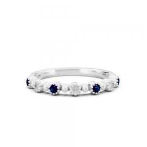 Aanika V. B. Sapphire Diamond Band-0.05 Ct. T.w. thumbnail 2