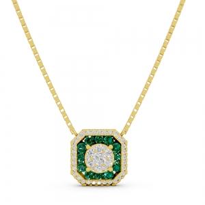 Aanika V. Emerald Diamond Halo Necklace0.30 Ct. T.W. In 14K Yellow Gold