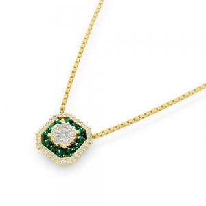 Aanika V. Emerald Diamond Halo Necklace0.30 Ct. T.w. thumbnail 2