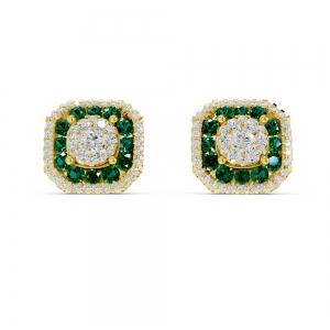 Aanika V. Emerald Diamond Halo Studs Earrings-0.60 Ct. T.w. thumbnail 2