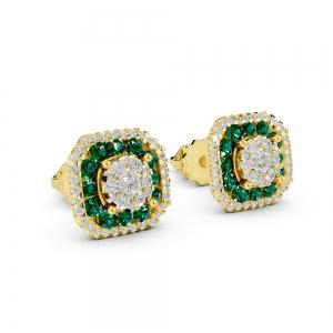Aanika V. Emerald Diamond Halo Studs Earrings-0.60 Ct. T.w. thumbnail 4