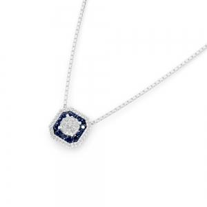 Aanika V. B. Sapphire  Diamond Halo Necklace-0.30 Ct. T.w. thumbnail 2