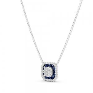 Aanika V. B. Sapphire  Diamond Halo Necklace-0.30 Ct. T.w. thumbnail 3