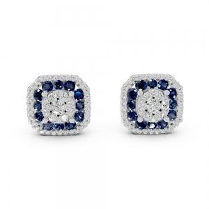 Aanika V. B. Sapphire Diamond Halo Studs Earrings0.60 Ct. T.w. thumbnail 2