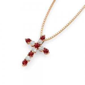 Aanika V. Ruby Diamond Cross Pendant-0.25 Ct. T.w. thumbnail 2