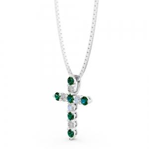 Aanika V. Emerald Diamond Cross Pendant-0.25 Ct. T.w. thumbnail 3