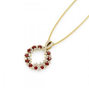 Aanika V. Ruby Diamond Circle Pendant-0.65 Ct. T.w. thumbnail 2