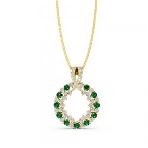 Aanika V. Emerald Diamond Circle Pendant-0.65 Ct. T.W. In 14K Yellow Gold