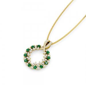 Aanika V. Emerald Diamond Circle Pendant-0.65 Ct. T.w. thumbnail 2