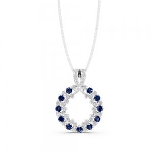 Aanika V. B. Sapphire Diamond Circle Pendant--0.65 Ct. T.W. In 14K White Gold