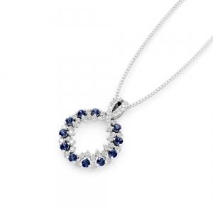 Aanika V. B. Sapphire Diamond Circle Pendant--0.65 Ct. T.w. thumbnail 2