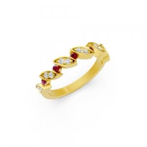 Aanika V. Ruby Diamond Marquise Band-0.15 Ct. T.w. thumbnail 2
