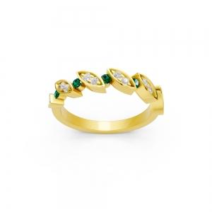 Aanika V. Emerald Diamond Marquise Band-0.15 Ct. T.W. In 14K Yellow Gold