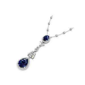 Ovani® Labgrown Diamond & Lab Sapphire Necklace 1.00 Ct. T.w. thumbnail 2
