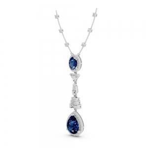 Ovani® Labgrown Diamond & Lab Sapphire Necklace 1.00 Ct. T.w. thumbnail 3