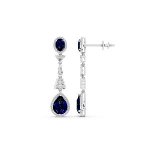 Ovani® Labgrown Diamond & Lab Sapphire Earrings 1.70 Ct. T.w. in 14K White Gold