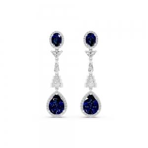 Ovani® Labgrown Diamond & Lab Sapphire Earrings 1.70 Ct. T.w. thumbnail 3