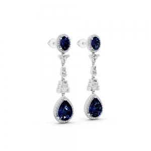 Ovani® Labgrown Diamond & Lab Sapphire Earrings 1.70 Ct. T.w. thumbnail 4