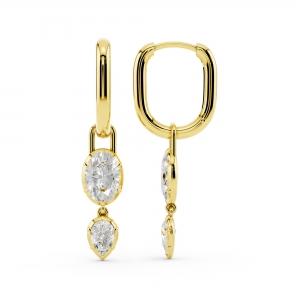 Bella By Ovani®  Lab-Grown Diamonds Oval And Pear Dangling Earrings 1.30 Ct. T.W. In 14K Yellow Gold