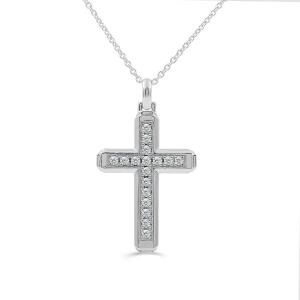 Link N Lock® Lab-grown Diamonds Cross Pendant-0.90 Ct. T.w. in Sterling Silver