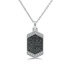 Link N Lock® Lab-grown Diamonds Black Plated Dog Tag Pendant-1.00 Ct. T.w. in Sterling Silver